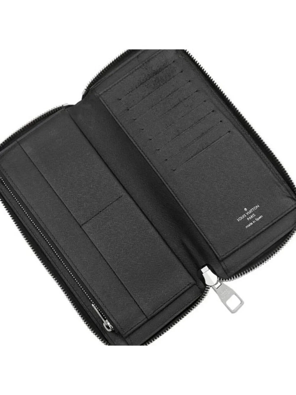 Louis Vuitton Wallet Zippy Vertical Damier Graphite Canvas Silver Zip Around